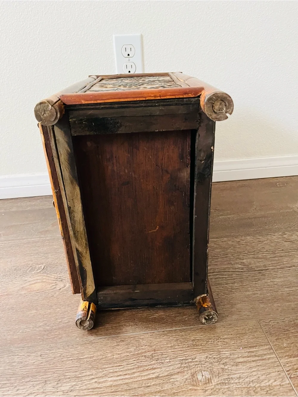 Bamboo Accent 3-Drawer Side Table in Warm Brown